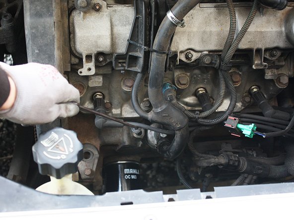 Sortir la jauge d'huile et l'essuyer avec un chiffon, puis la remettre en place.