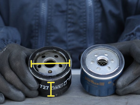 Comparer les dimensions entre l'ancien et le nouveau filtre à huile