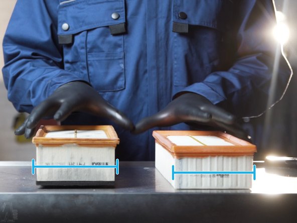 Comparer les dimensions du nouveau filtre avec l'ancien, hauteur, longueur et largeur