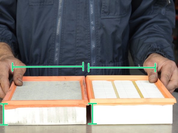 Comparer les dimensions entre l'ancien et le nouveau filtre à air