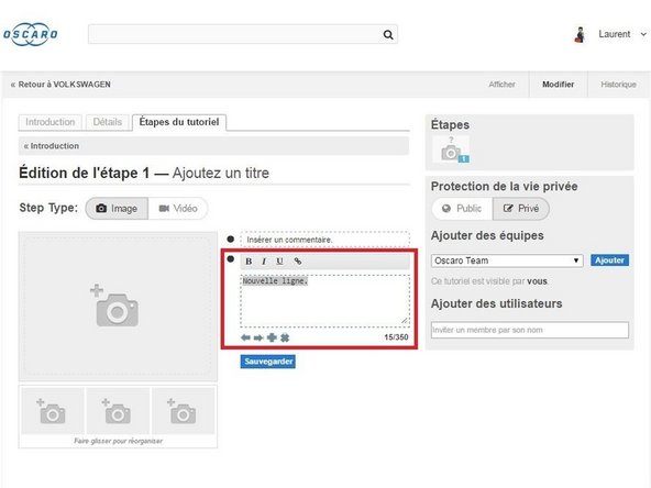 Pour ajouter une nouvelle puce, tapez sur la touche Entrer de votre clavier lorsque vous êtes dans la zone de texte ou cliquez sur l'icône + situé sous la zone de texte.