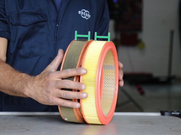 Comparer l'ancien le nouveau filtre à air (circonférence ,dimensions)