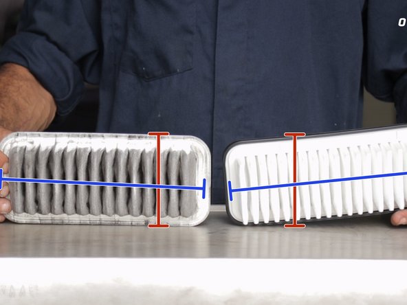 Comparez les dimensions de l'ancien et du nouveau filtre à air