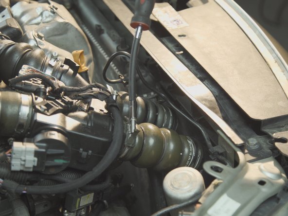 Desserrer les vis de collier des durites de l’échangeur avec un tournevis à collier de 7 ou un tournevis plat