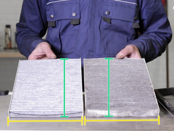 Comparer les dimensions des 2 filtres d'habitacle