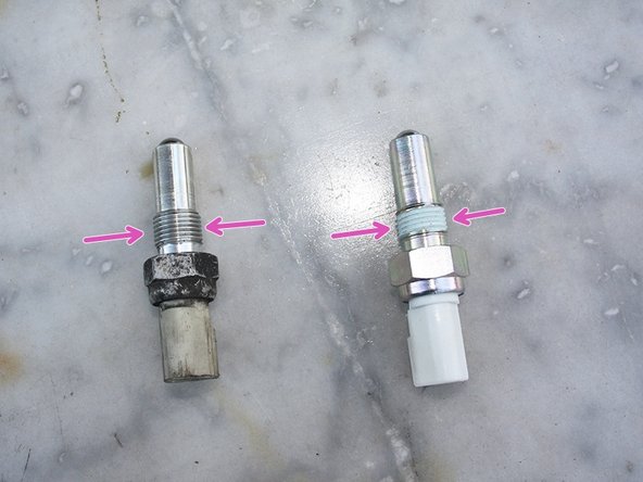 Contrôler que le nouveau contacteur corresponde à l'ancien aussi bien au niveau du diamètre de filetage que du connecteur.