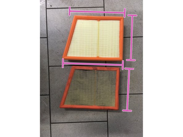 Vérifier les dimensions entre l'ancien et le nouveau filtre à air (longueur,largeur,forme)