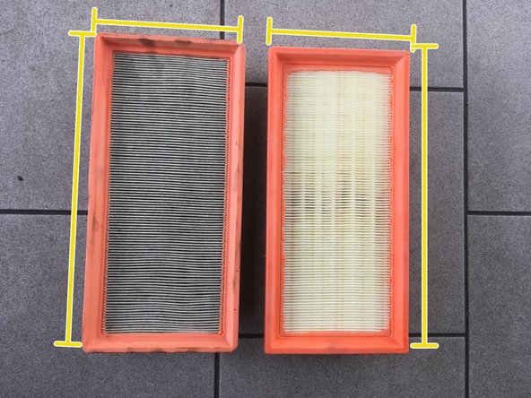 Vérifier les dimensions entre l'ancien et le nouveau filtre à air (longueur,largeur,forme)