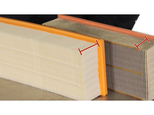 Comparer les dimensions entre l'ancien et le nouveau filtre à air (longueur, largeur,hauteur)
