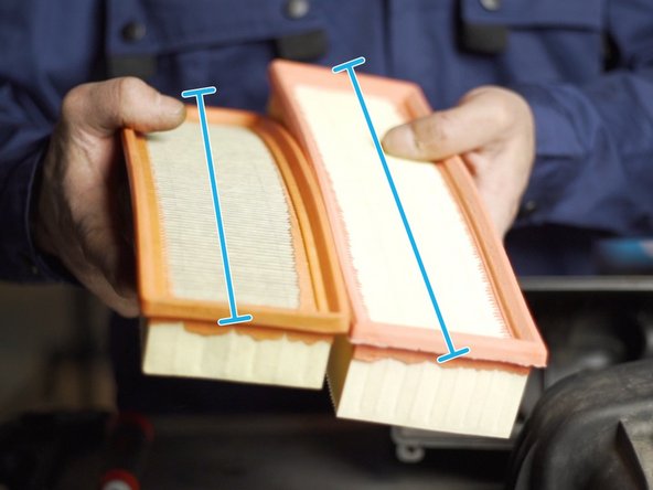 Comparer les dimensions du nouveau filtre avec l'ancien, hauteur, longueur et largeur