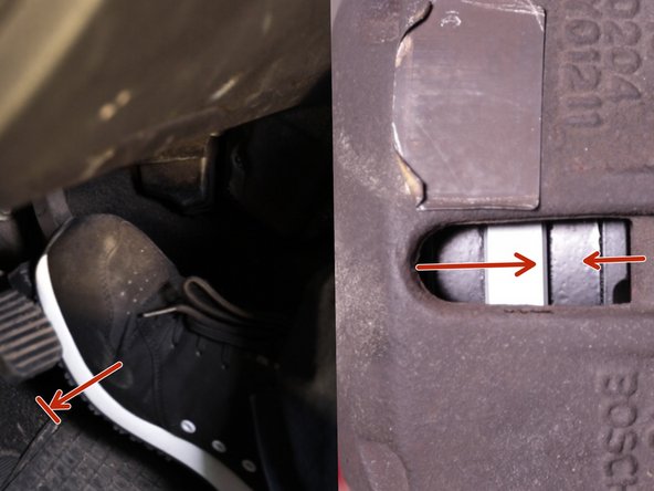 Appuyer plusieurs fois sur le pédale de frein pour repousser le piston