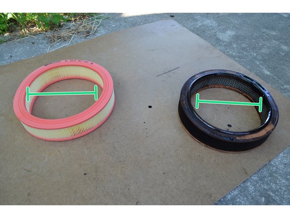 Comparer l'ancien et le nouveau filtre à air (diamètre)