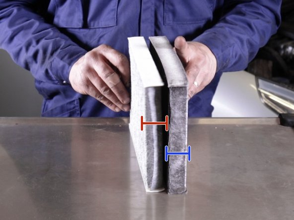 Comparez les dimensions de l'ancien et du nouveau filtre habitacle (hauteur, largeur, épaisseur)