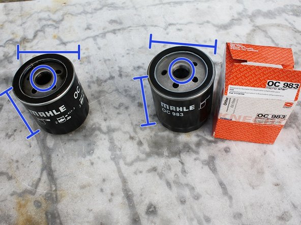 Comparer l'ancien filtre avec le nouveau au niveau du filetage et de ses dimensions.