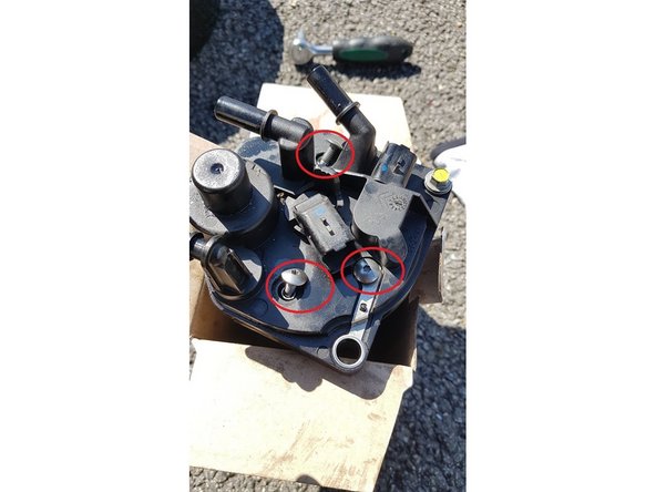 Une fois l'opération effectuée, dévisser les 3 vis torx et tirer vers le haut pour extraire l'ancien filtre de la partie supérieure.Faire cela au dessus d'un récipient pour le diesel qui coule.