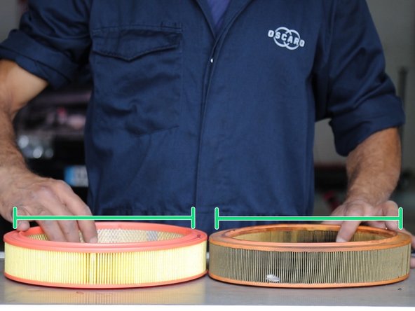 Comparer l'ancien le nouveau filtre à air (circonférence ,dimensions)
