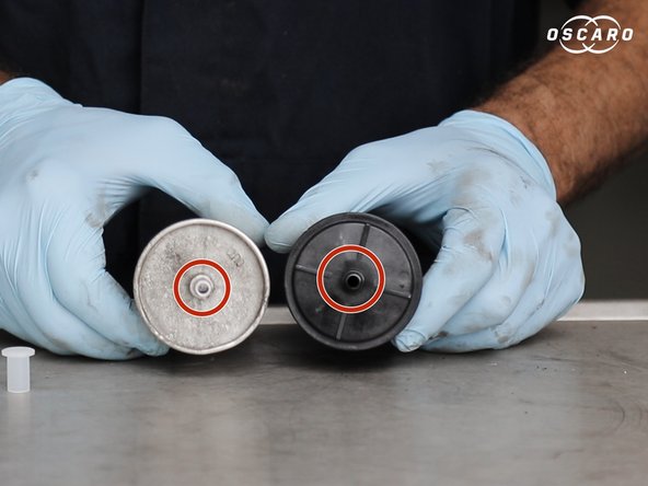 Les flèches et le mot&quot;out&quot; sur le filtre indique le sens de montage