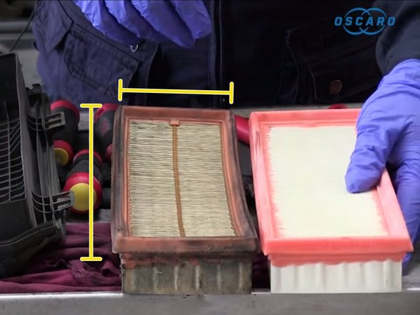 Vérifier la correspondance entre l'ancien et le nouveau filtre à air(longueur, largeur)
