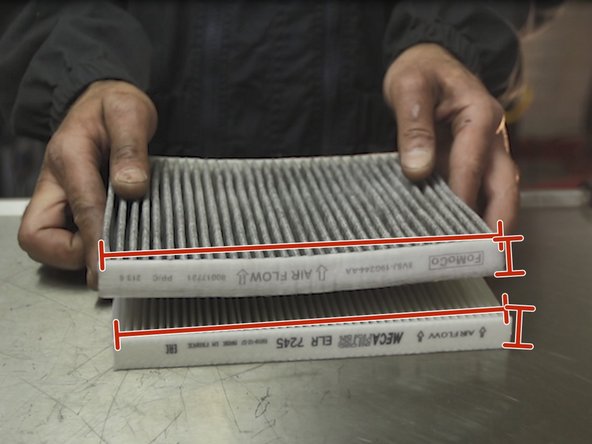 Effectuer une comparaison de l'ancien et du nouveau filtre (dimensions).