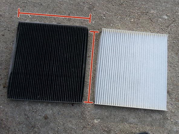 Comparer les dimensions entre l'ancien et le nouveau filtre d'habitacle