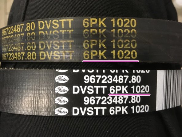 Vérifier que les deux courroies corresponde