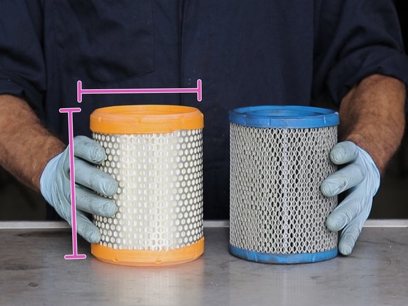 Comparer les dimensions entre l'ancien et le nouveau filtre à air (formes,dimensions)