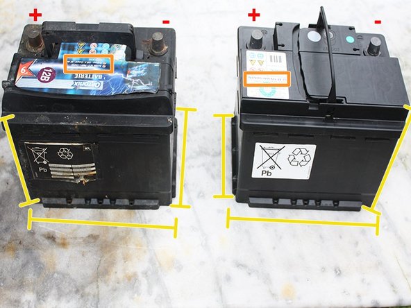 Contrôler que la nouvelle batterie corresponde à l'ancienne au niveau de :