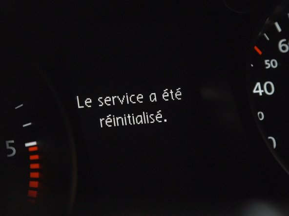 Votre cycle de vidange a été réinitialisé avec succès