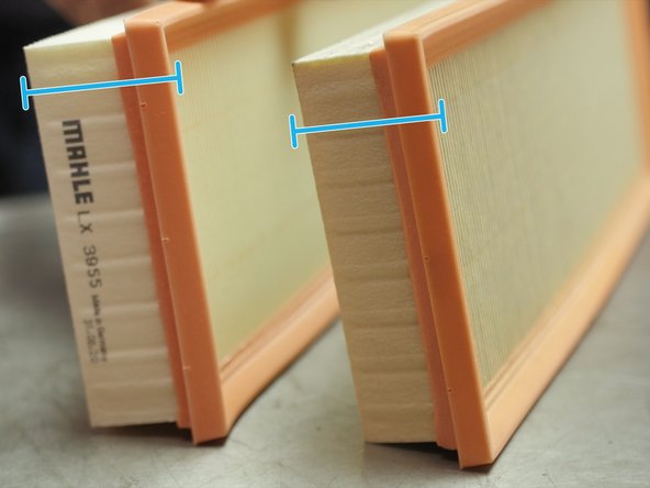 Comparer les dimensions de la mousse filtrante avec l'ancienne