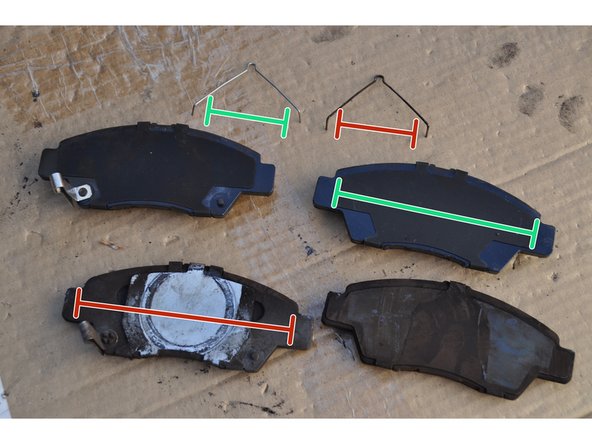 
Compare brake pad dimensions.
