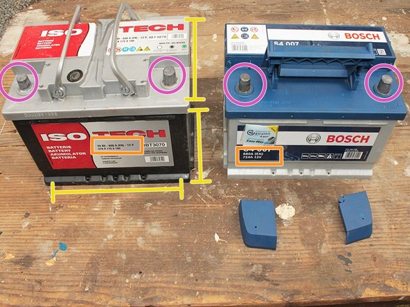 Contrôler que la nouvelle batterie corresponde à l'ancienne au niveau de :