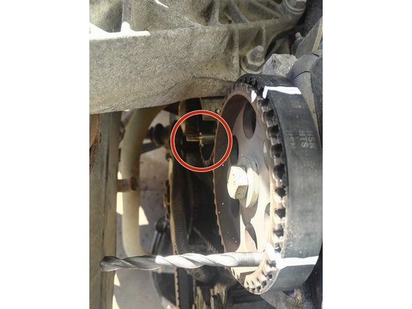 Dévissez et déposez le galet tendeur (Déjà déposé sur la photo)