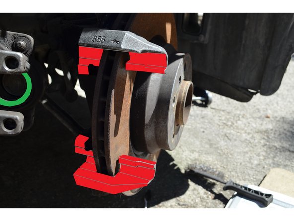 Surface d'appui de l'étrier de frein