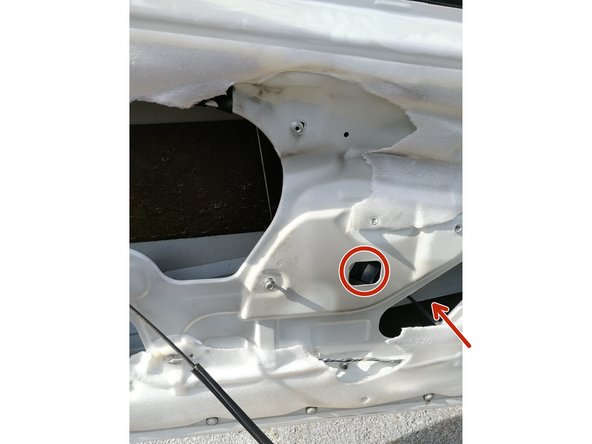 Avec une main poussez la lamelle comme indiqué par les flèches rouge et avec l'autre main débranché la prise dans la direction des flèches bleus.