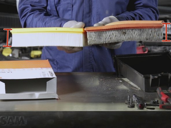 Comparer l'ancien et le nouveau filtre à air (longueur,largeur hauteur)