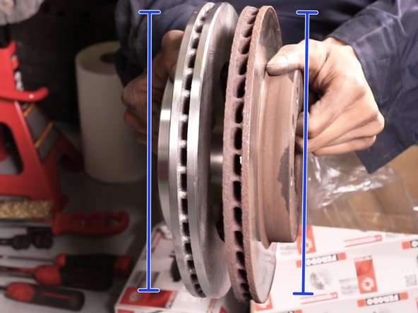 Comparer l'ancien et le nouveau disque (circonférence,dimensions)