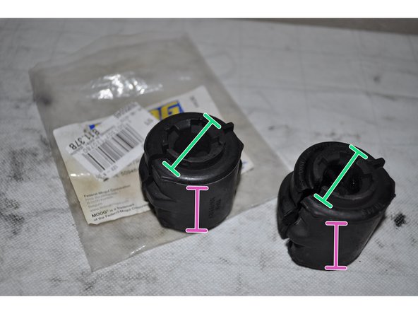 Comparer la forme et les dimensions des silentblocs.