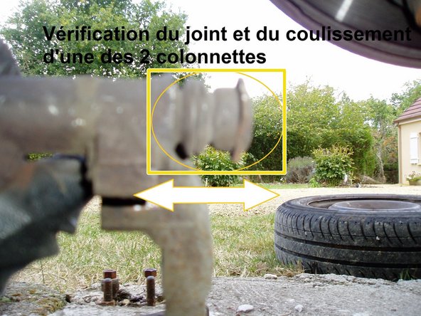 Vérifier le bon coulissement des 2 colonnettes ainsi que les joints. Remplacer ou graisser si nécessaire