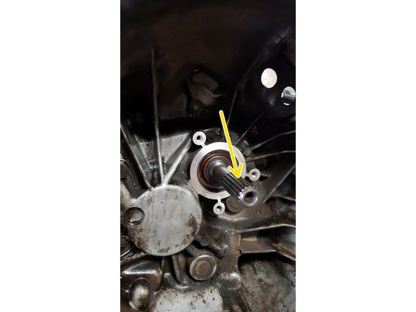 Enduisez l'arbre cannelé de la boîte, l'alésage cannelé du disque et le roulement guide de graisse.