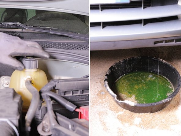 Le liquide de refroidissement s’écoule dans le bac