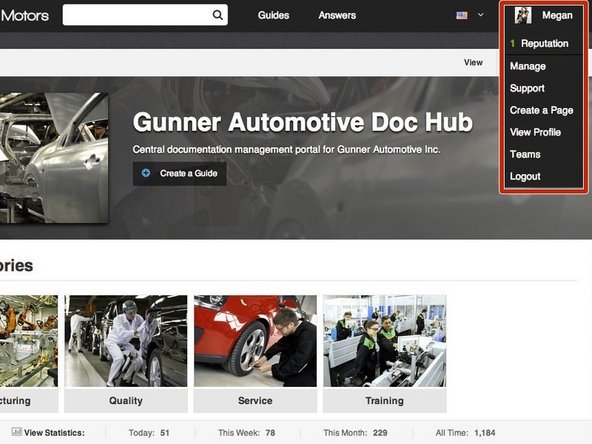 Cliquez sur le menu utilisateur en haut à droite de la page.