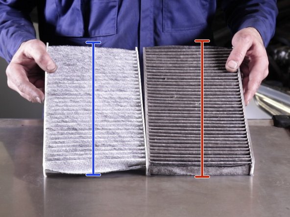 Comparez les dimensions de l'ancien et du nouveau filtre habitacle (hauteur, largeur, épaisseur)