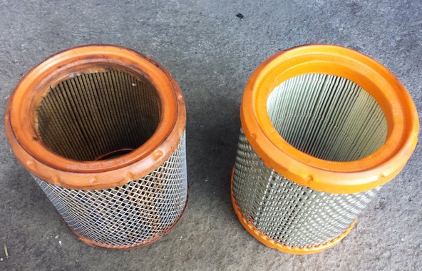 comparer les dimensions entre le nouveau filtre à air et l'ancien