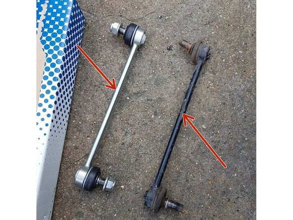 Vous allez maintenant comparé l'ancienne, ainsi que la nouvelle biellette de barre stabilisatrice (dimension etc...)