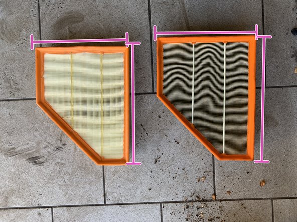 Vérifier les dimensions entre l'ancien et le nouveau filtre à air (longueur,largeur,forme)