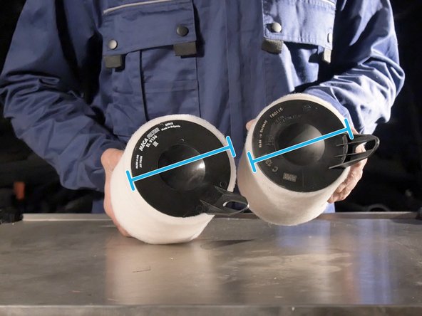 Comparer les dimensions du nouveau filtre avec l'ancien. Hauteur, longueur et diamètre