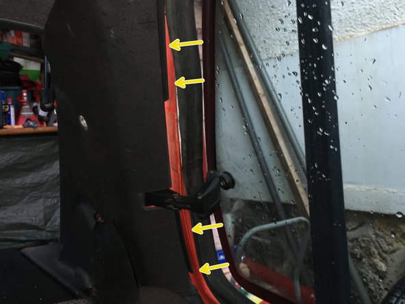 
On the glass side, remove the window seal and replace it on the plastic trim
