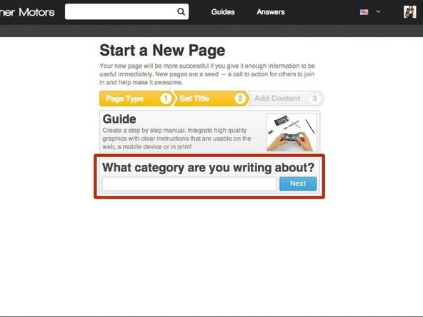 Type the name of the category that you want the guide to be listed under.