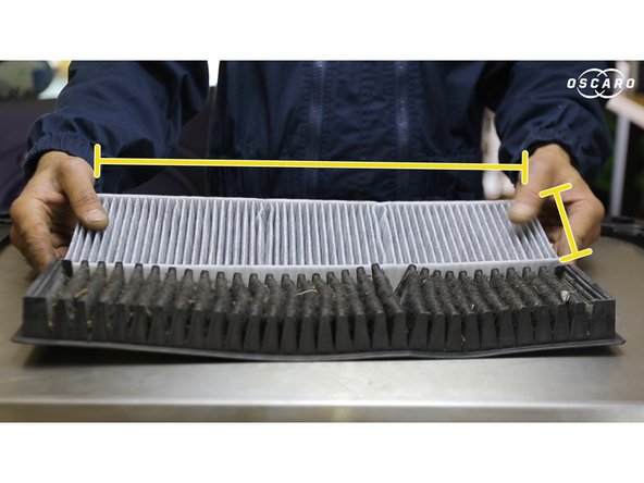 comparer les dimensions (longueur,largeur) entre l'ancien et le nouveau filtre d’habitacle