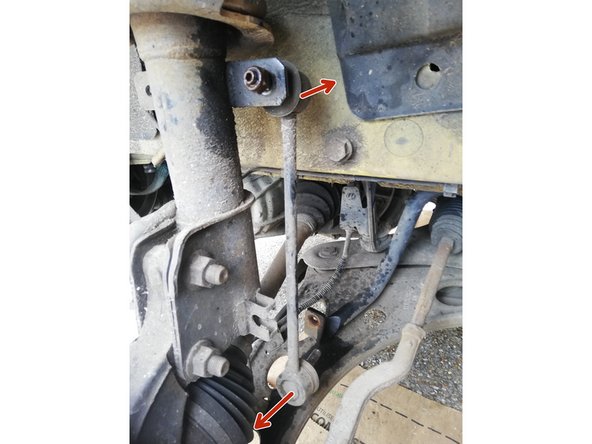 
After the nuts are removed, remove the old tie rod by freeing the ends.
